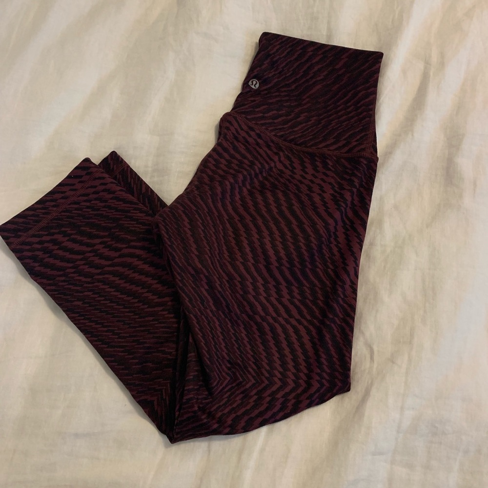 Lululemon leggings-black and burgundy-size 6
